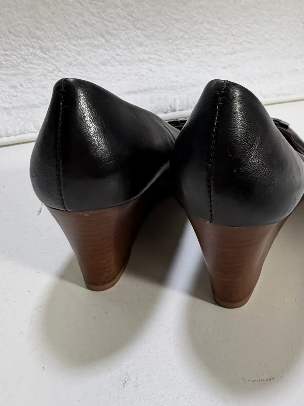 Tory Burch Sally Leather Wedge Pumps Black Double T Women’s 7.5 Tory Burch Shoes